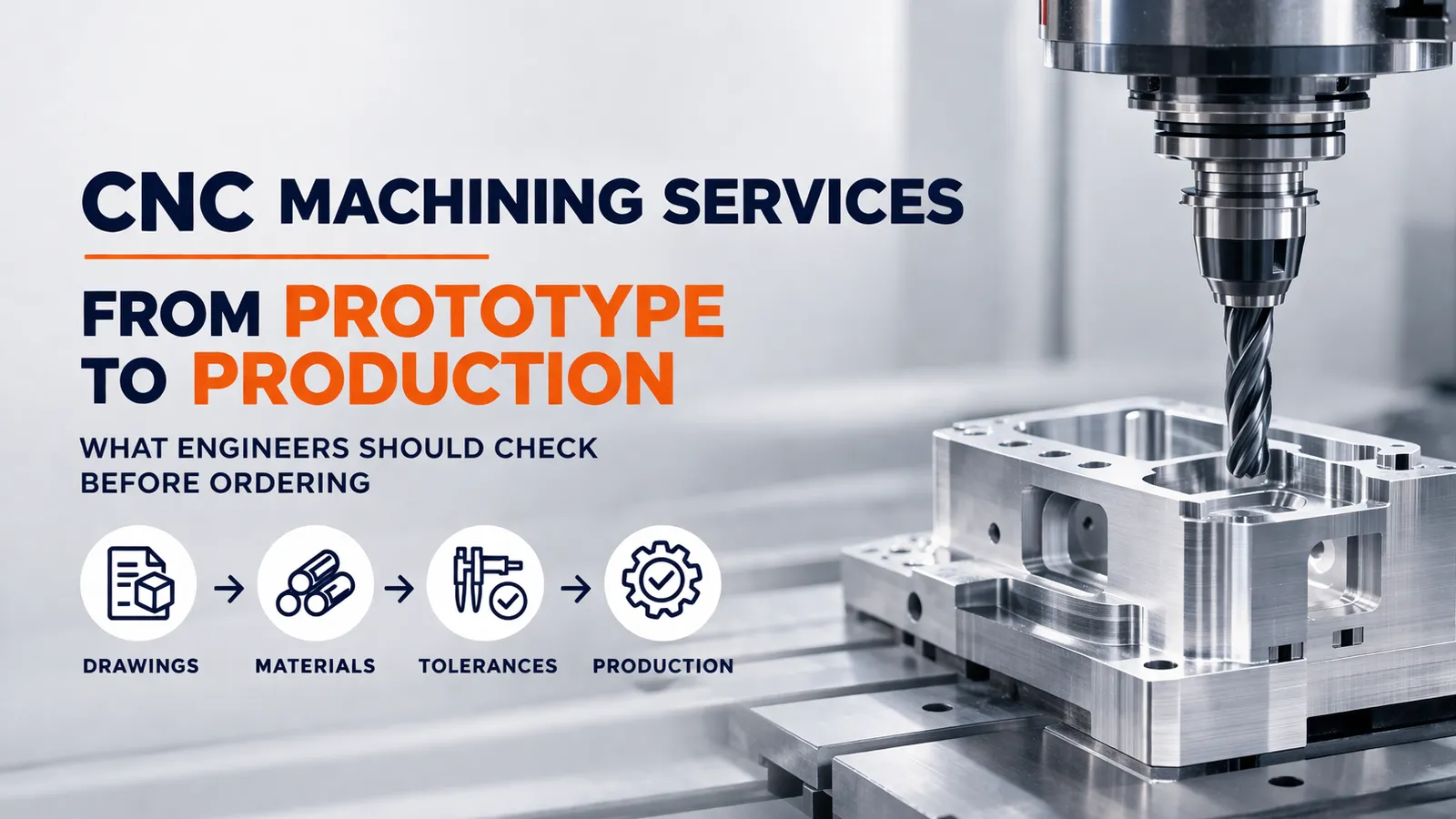 CNC machining services from prototype to production with precision milling of an aluminum part
