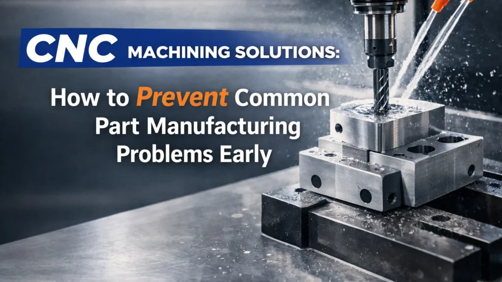 CNC milling machine cutting a metal part with coolant during precision machining