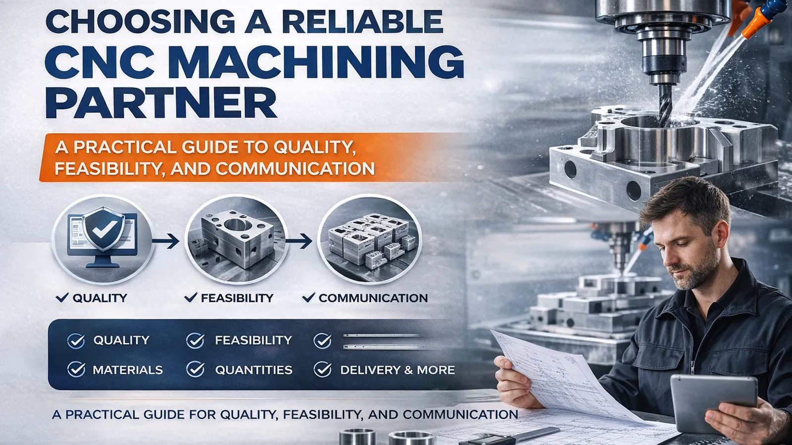 Engineer evaluating a reliable CNC machining partner for quality feasibility and communication