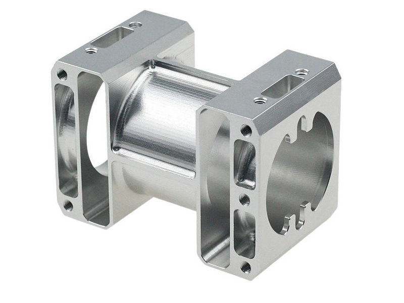 As-machined aluminum CNC part with visible toolpath finish