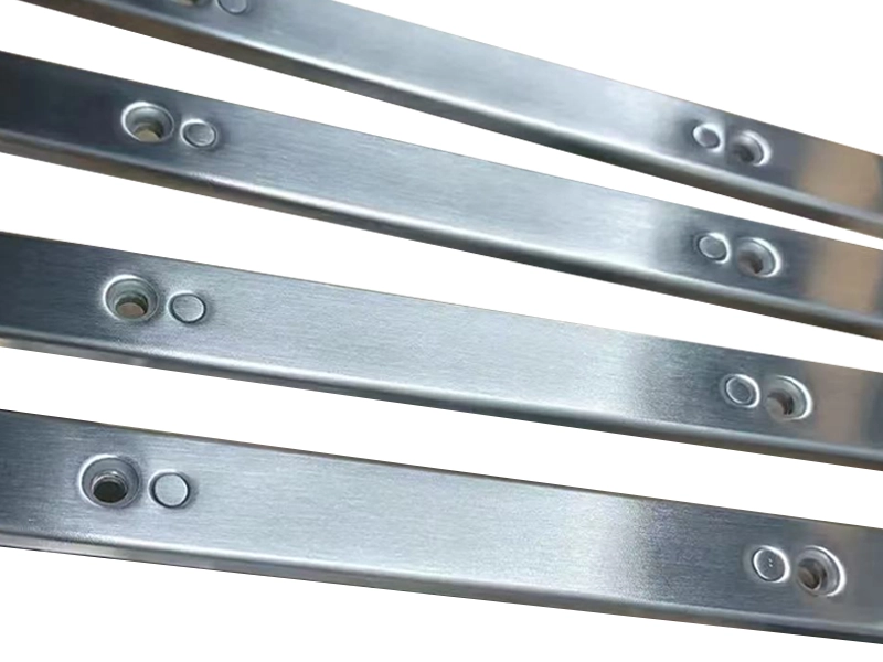 Metal strips with a brushed surface finish