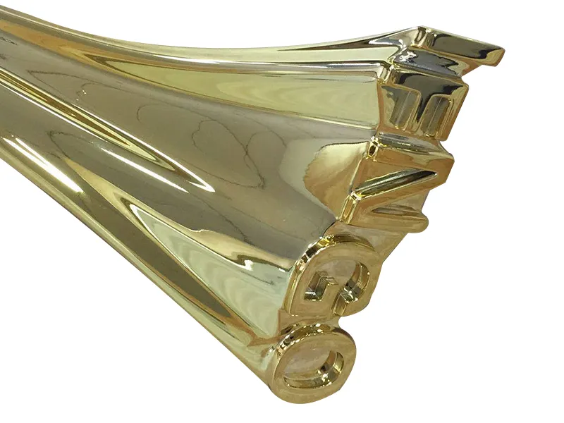 Electroplated 3D printed part with metallic gold surface finish