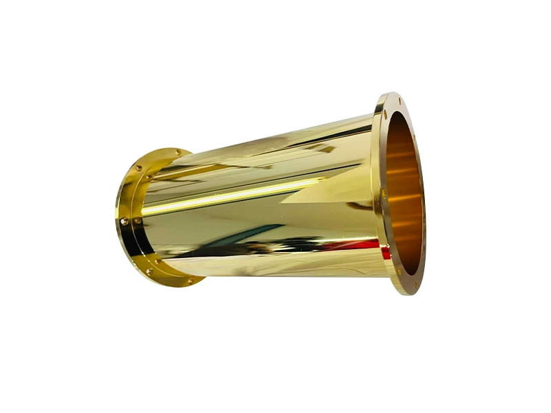 Electroplated metal part with a reflective gold finish